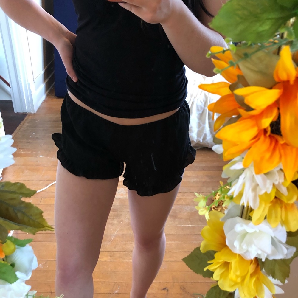 Black ruffle shorts